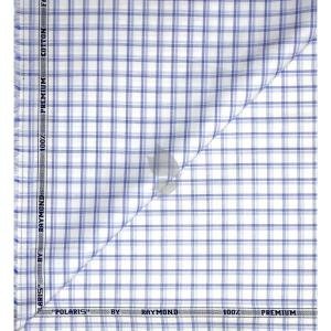 Raymond 100% Premium (Giza) Cotton Checkered Blue colour Unstitched Shirt Fabric - 1.60 mts / VV2213