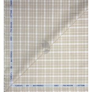 Raymond 100% Premium (Giza) Cotton Checkered Brown (Tan) colour Unstitched Shirt Fabric - 1.60 mts / VV2219