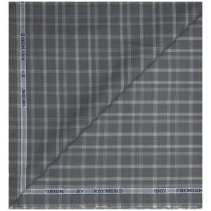 Raymond 100% Premium (Giza) Cotton Checkered Grey colour Unstitched Shirt Fabric - 1.60 mts / VV2224