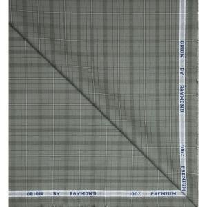 Raymond 100% Premium (Giza) Cotton Checkered Green Unstitched Shirt Fabric - 1.60 mts / VV2229