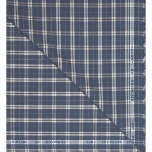Raymond 100% Premium (Giza) Cotton Checkered Blue (Steelblue) colour Unstitched Shirt Fabric - 1.60 mts / VV2230