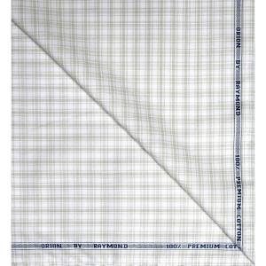 Raymond 100% Premium (Giza) Cotton Checkered White (Pear) colour Unstitched Shirt Fabric - 1.60 mts / VV2234