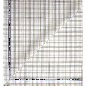 Raymond 100% Premium (Giza) Cotton Checkered White (Ivory) colour Unstitched Shirt Fabric - 1.60 mts / VV2236