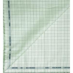 Raymond 100% Premium (Giza) Cotton Checkered Light Green (Pale green) colour Unstitched Shirt Fabric - 1.60 mts / VV2238