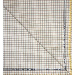 Raymond 100% Premium (Giza) Cotton Checkered Orange (Salmon) colour Unstitched Shirt Fabric - 1.60 mts / VV2243