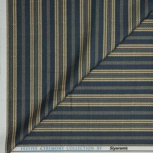 Siyaram's Festive Ceremony Collection Vertical Striped Pattern with "HEMP" blended Dark Blue (Slate) colour Unstitched Shirt Fabric - 1.6 Mts / VV2253