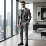 Raymond 45% Wool blended Grey (Umber) colour with Gabardine weave plain unstitched Suit Fabric - 3.5 Mts / VV2316