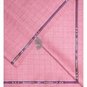 Raymond 35% Vicose blended Pink (Old Rose) colour with Jacquard Weaving Checkered Pattern unstitched Suit Fabric - 3.5 Mts / VV2319