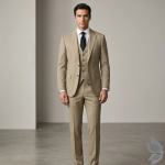 Raymond 35% Viscose blended Beige colour Solid Pattern Unstitched Suit Fabric of 3.5 Mts / VV2340