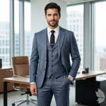 Raymond 35% Viscose blended Blue colour Solid Pattern Unstitched Suit Fabric of 3.5 Mts / VV2346