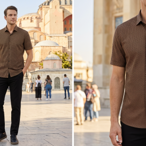Raymond 100% Egyptian Giza Cotton Brown (Bronze) colour Jacquard Pattern Unstitched Shirt Fabric of 1.60 meters / VV2385U