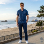 Raymond 100% Pure Linen Blue color Printed Unstitched Shirt Fabric of 1.6 meters / VV2389S