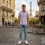 Raymond 100% Pure Linen White color Vertical Striped Unstitched Shirt Fabric of 1.6 meters / VV2389U