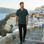 J.Hampstead 100% Pure Giza Cotton Printed pattern Green colour Unstitched Shirt Fabric of 1.6 meters / VV2392H