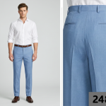 Raymond 51% Australian Merino Wool Rich blended Solid Pattern Blue Coloured Stretchable Unstitched Trouser Fabric of 1.3 Mts / VV2480