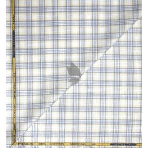 J.Hampstead Moretti Premium Collection with 100% Giza Cotton Multicolour Checkered Pattern Unstitched Shirt Fabric of 1.6 mts - Made In Italy / VV2541