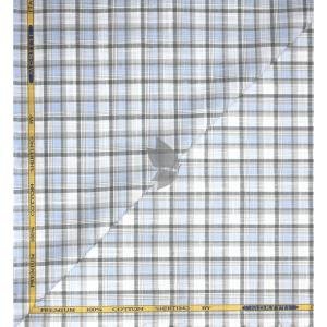 J.Hampstead Moretti Premium Collection with 100% Giza Cotton Multicolour Checkered Pattern Unstitched Shirt Fabric of 1.6 mts - Made In Italy / VV2547