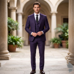 Raymond Australian Merino Wool Blended with All weather Jacquard pattern Dark Blue (Egg Plant) Unstitched Suit Fabric of 3.5 meters / VV2588