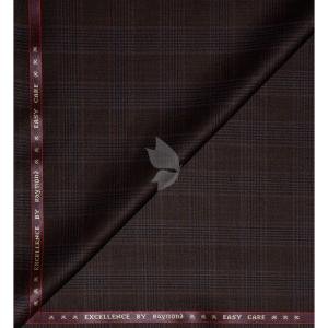 Raymond Australian Merino wool blend with "EXCELLENCE" named and Easy Care Brown colour Checkered Pattern Unstitched Trouser Fabric of 1.25 meters / VV2601