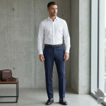 Raymond Luxurious fabrics with Super 120's Wool count & made with 70% wool "Luxolite" Collection Navy Blue colour Checkered Unstitched Trouser Fabric of 1.3 Mts / VV2653