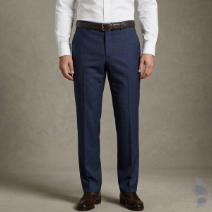 Raymond Luxurious fabric with Super 130's wool count & 70% wool Blue colour Checkered Unstitched Trouser fabric of 1.25 mts / VV2661