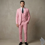 Raymond Montovello collection Super 70's merino wool, Catonic blend, Viscose blend, easy care Pink Jacquard unstitched suit fabric of 3.5 Mts / VV2674