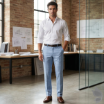 Raymond Montovello collection Super 70's merino wool, Catonic blend, Viscose blend, easy care Blue Checkered unstitched trouser fabric of 1.3 Mts / VV2677