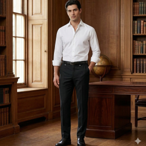 Raymond Extendo collection made with 51% wool, 28% cool max, stretch fabric Black Jacquard for comfort unstitched trouser fabric of 1.3 Mts / VV2681