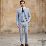 Raymond Champions Collection made from Super 90's wool ultra fit Blue checkered unstitched suit fabric of 3.5 Mts / VV2690