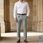 Raymond Champions Collection made from Super 90's wool stretch Green checkered unstitched trouser fabric of 1.25 Mts / VV2693