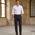 Raymond La miraco collection with 45% wool blend + 16% Viscose blend Black checkered unstitched trouser fabric of 1.25 Mts / VV2697