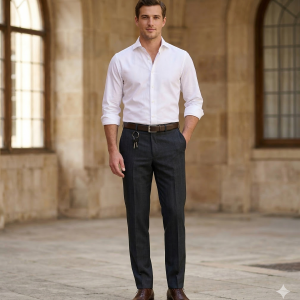 Raymond La miraco collection with 45% wool blend + 16% Viscose blend Black checkered unstitched trouser fabric of 1.25 Mts / VV2697