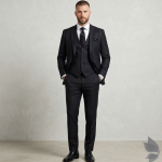 Raymond La miraco collection with 45% wool blend, 16% Viscose blend Black checkered unstitched suit fabric of 3.5 Mts / VV2698