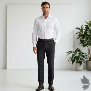 Raymond "Excellence" collection with 45% merino wool Black Checkered unstitched trouser fabric of 1.25 Mts / VV2699