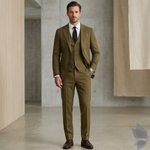 Raymond "Trevanto" collection with Cationic & Rayon blend feather lite fabric Brown (Ocher) colour solid pattern unstitched suit fabric of 3.5 Mts / VV2710