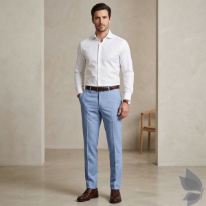 Raymond Soft & Pliable fabric, Viscose blended Light Blue colour Solid pattern unstitched trouser fabric of 1.3 Mts / VV2715