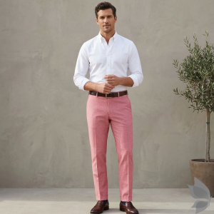 Raymond "Instylo" collection All Weather fabric Viscose blended with Pink (Old Rose) colour Jacquard pattern unstitched trouser fabric of 1.25 Mts / VV2727