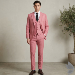 Raymond "Instylo" collection All Weather fabric Viscose blended with Pink (Old Rose) colour Jacquard pattern unstitched suit fabric of 3.5 Mts / VV2728