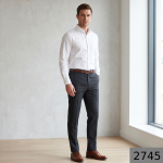 Raymond "Capezio" collection Super 70's merino wool rich (60% wool) Black color Vertical Striped unstitched Trouser fabric of 1.3 meters / VV2745