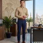 J.Hampstead Moretti Premium Egyptian Collection with 100% Giza Cotton Beige (Tan) colour Solid Pattern Unstitched Shirt Fabric of 1.6 mts / VV2791