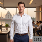 J.Hampstead Moretti Premium Egyptian Collection Natural Bamboo Blend Giza White colour Solid Pattern Unstitched Shirt Fabric of 1.6 mts / VV2815