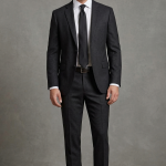 J.HAMPSTEAD POLY BLENDED BLACK MATTY UNSTITCHED SUIT FABRIC-3 MTS - 4321 / VV4799