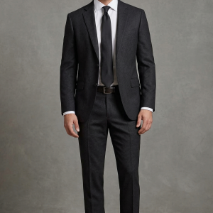 J.HAMPSTEAD POLY BLENDED BLACK MATTY UNSTITCHED SUIT FABRIC-3 MTS - 4321 / VV4799