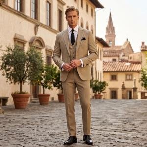Raymond Viscose Rayon Beige Solid Unstitched Suit Fabric of 3.5 meters / VV5236
