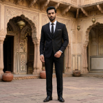 Raymond Viscose Rayon Black color Self Design Unstitched Suit Fabric of 3 meters / VV5292