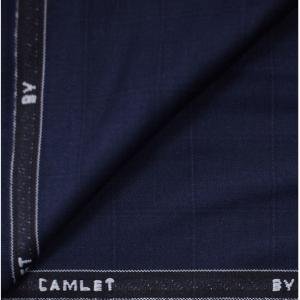J.Hampstead Navy Blue Checks Terron Rayon Unstitched Trouser Fabric - 1.25 Metres / VV6078