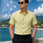 SIYARAM'S " EUROPEAN PRINT COLLECTION " 100% SUPERFINE COTTON BEIGE COLOURED UNSTITCHED SHIRT FABRIC-1.6 METRES / VV6320