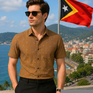 J.HAMPSTEAD " 100% PREMIUM COTTON " SEPIA PRINTED SELF CHECKERED DESIGN UNSTITCHED SHIRT FABRIC - 1.6 METRES / VV6346