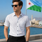 J.HAMPSTEAD " 100% PREMIUM COTTON " WHITE PRINTED STRIPED DESIGN UNSTITCHED SHIRT FABRIC - 1.6 METRES / VV6361