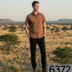 J.HAMPSTEAD " 100% GIZA COTTON " SANDAL COLOUR WITH BUTTA WEAVE PRINTED UNSTITCHED SHIRT FABRIC - 1.6 METRES / VV6372